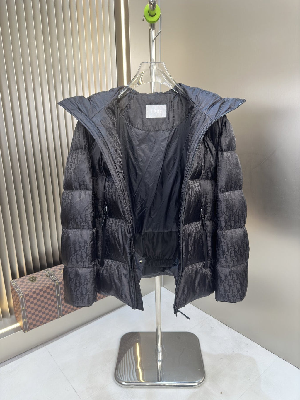 Dior Tonal Monogram Hooded Puffer Jacket