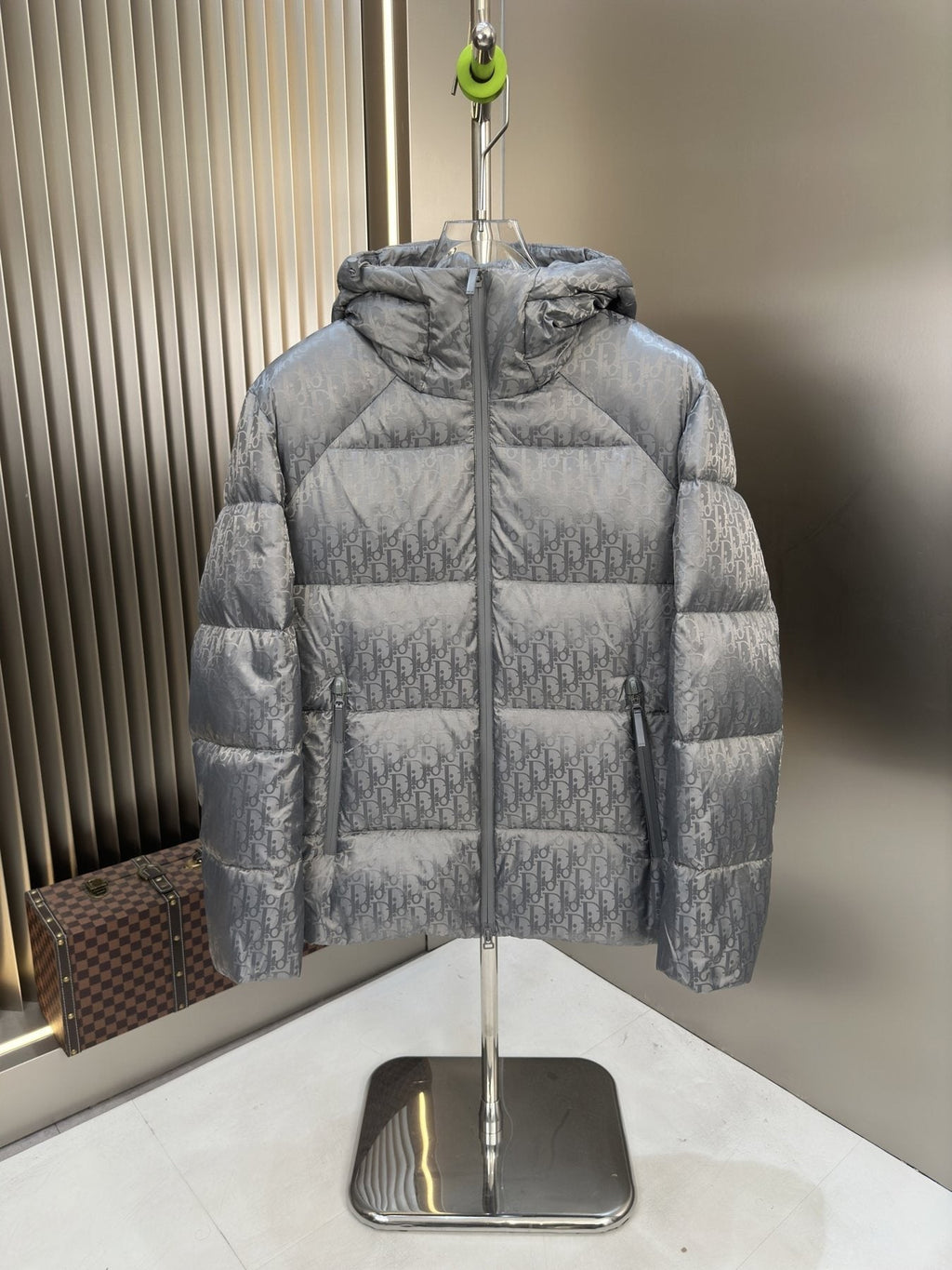 Dior Tonal Monogram Hooded Puffer Jacket