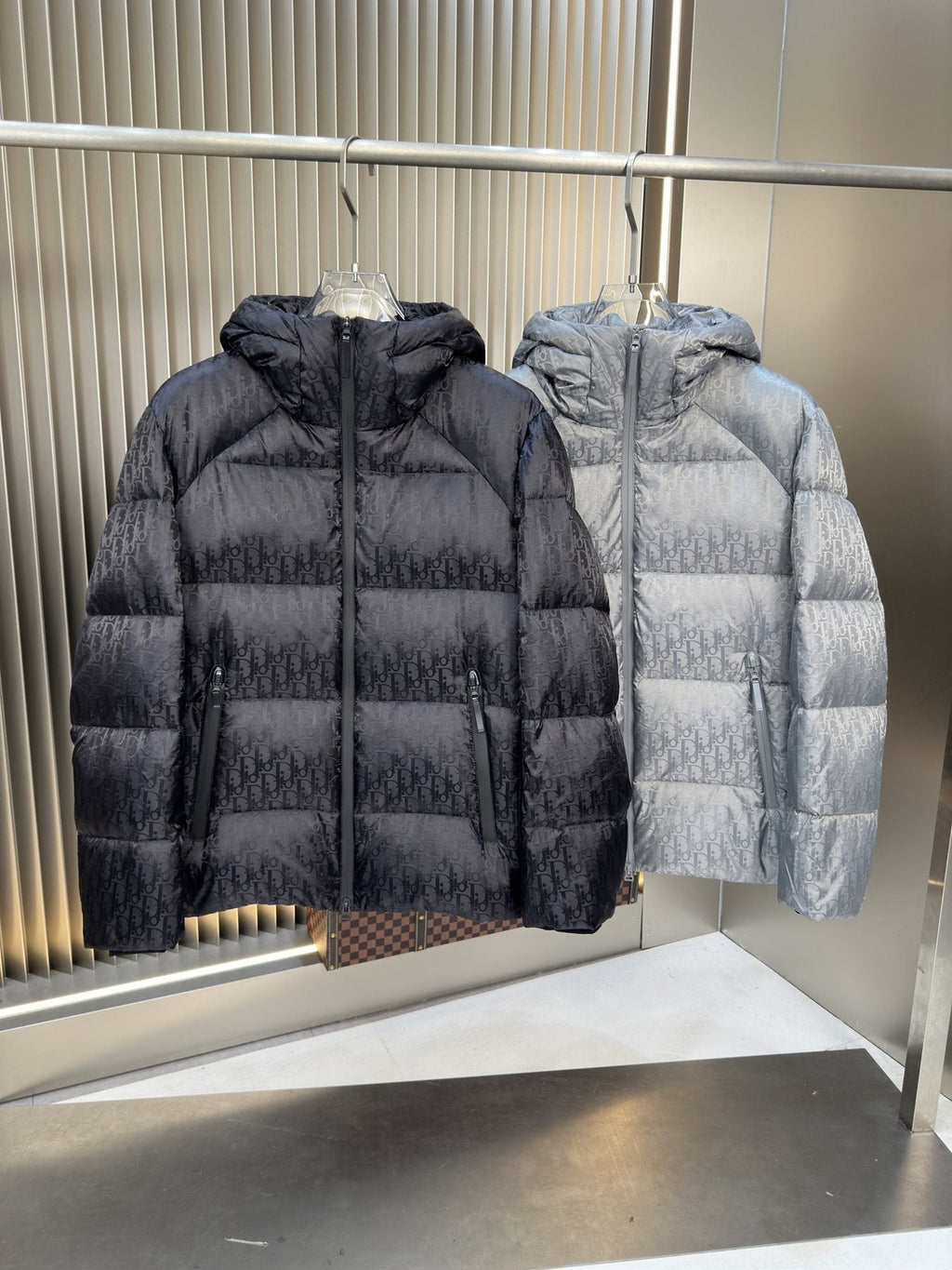 Dior Tonal Monogram Hooded Puffer Jacket