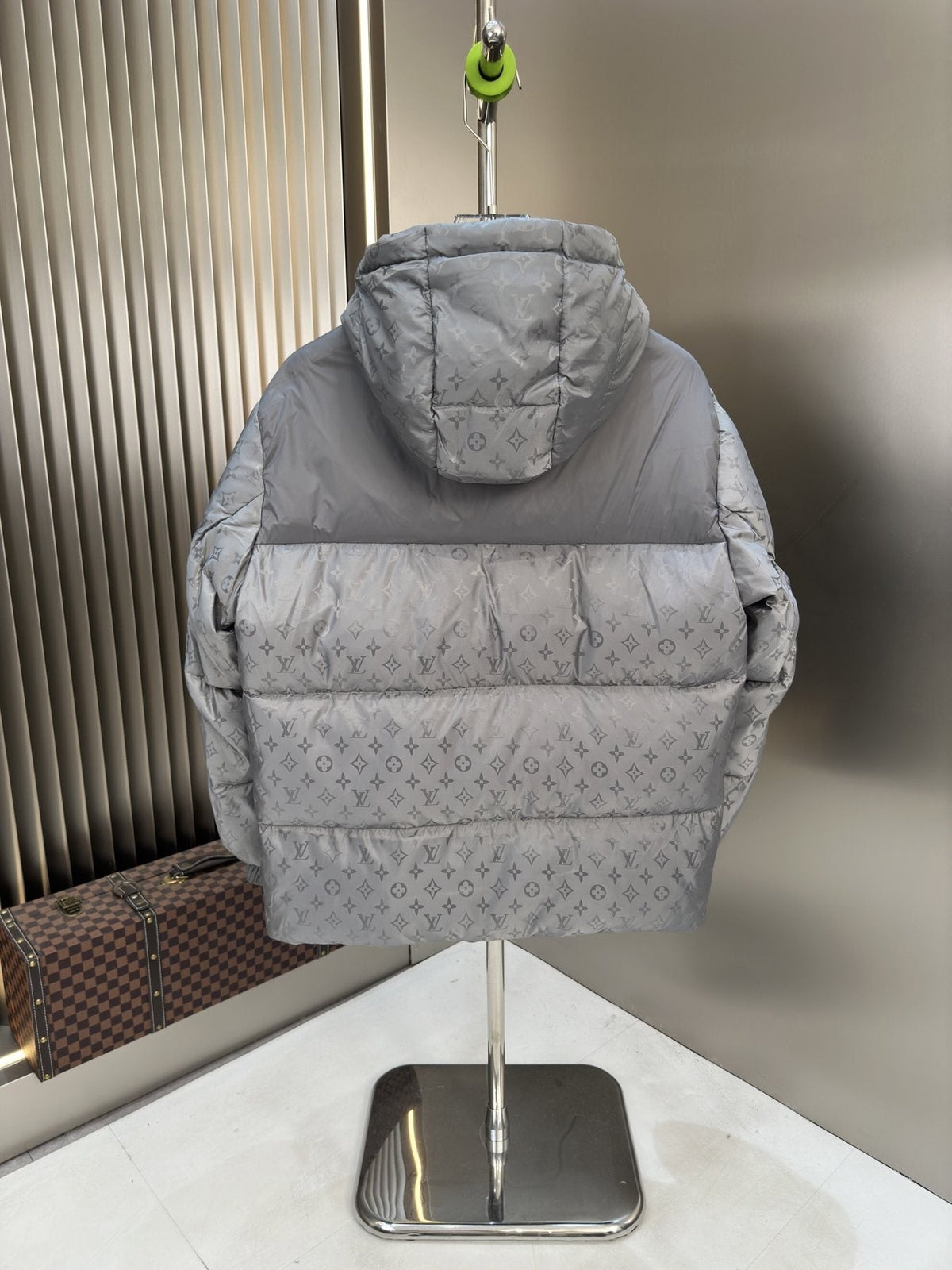LV Hooded Tonal Monogram Puffer Coat