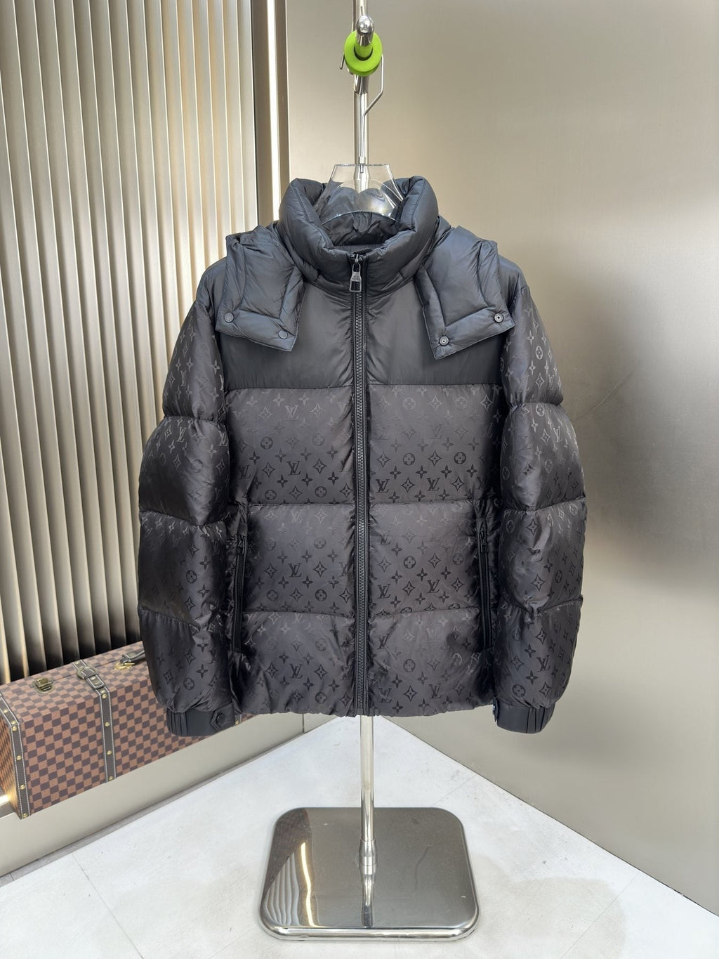 LV Hooded Tonal Monogram Puffer Coat