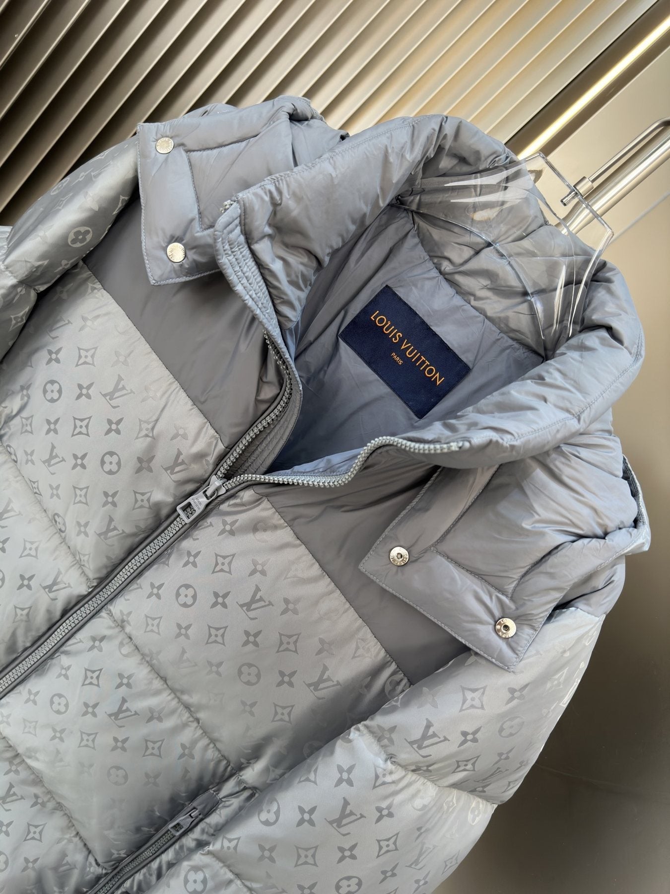 LV Hooded Tonal Monogram Puffer Coat