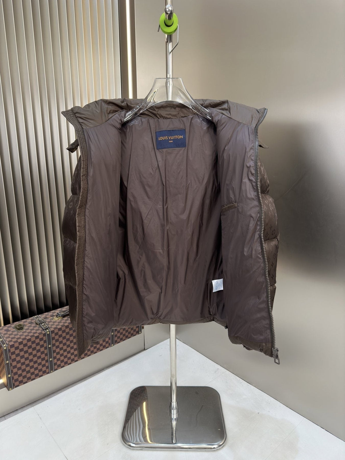 LV Hooded Tonal Monogram Puffer Coat