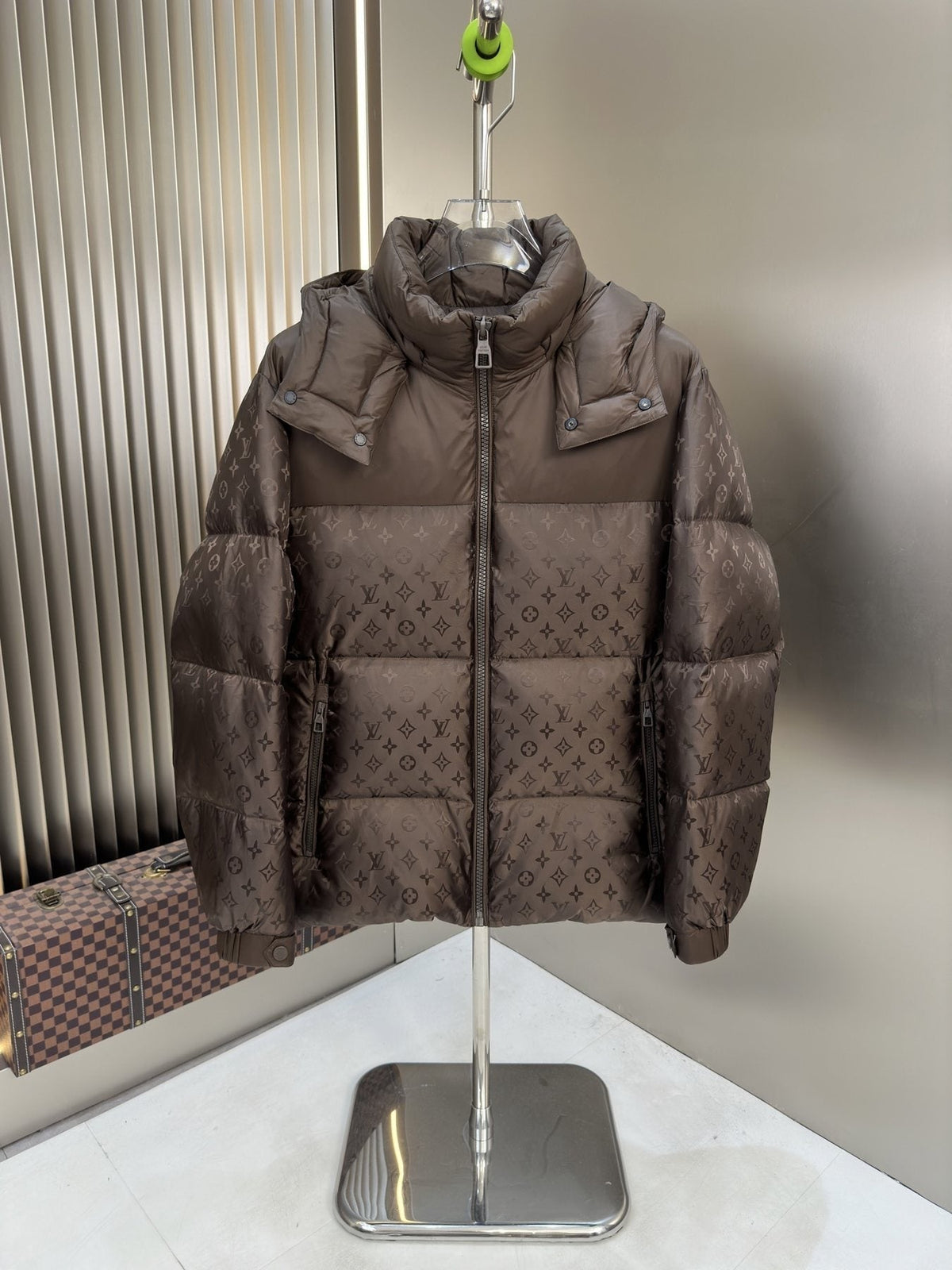 LV Hooded Tonal Monogram Puffer Coat