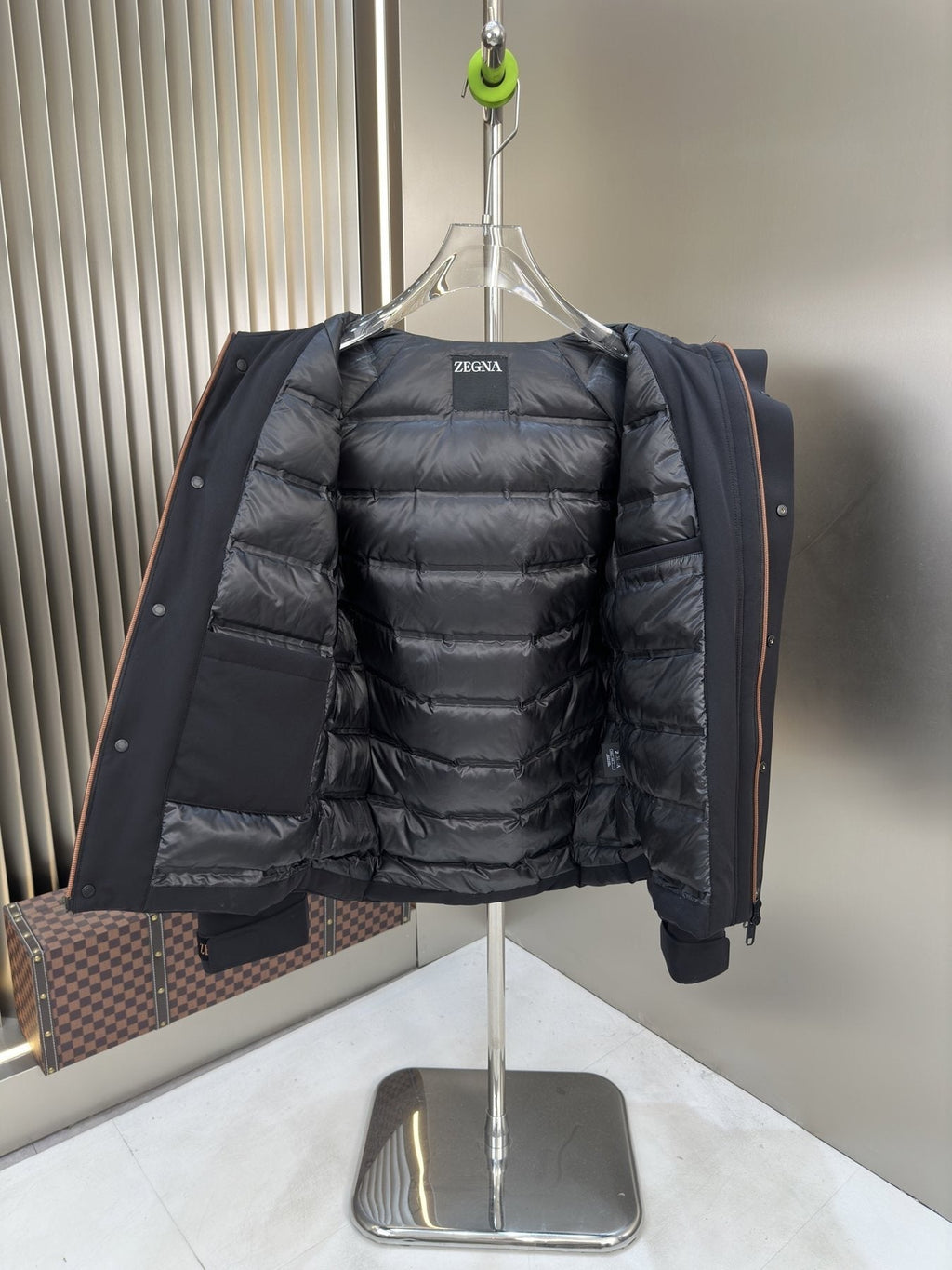 Zegna Hooded Utility Coat with Orange Trim