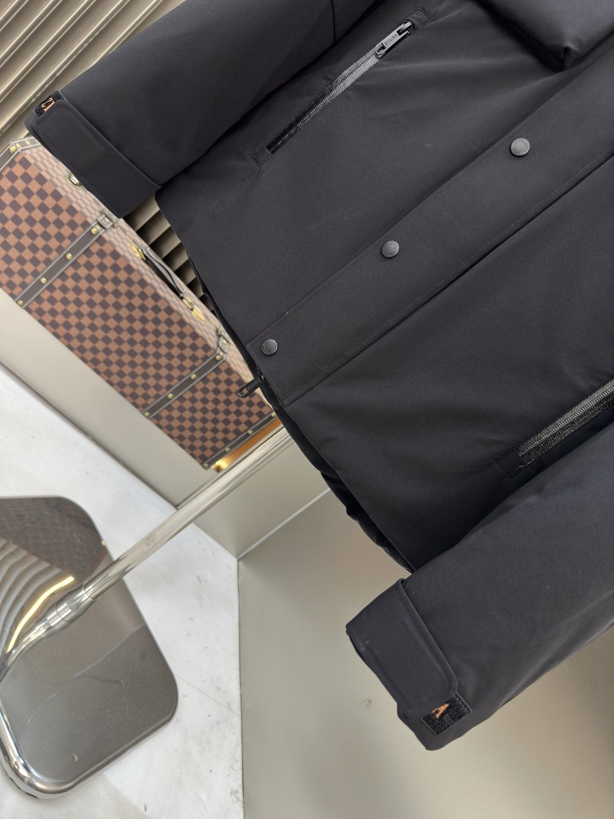 Zegna Hooded Utility Coat with Orange Trim
