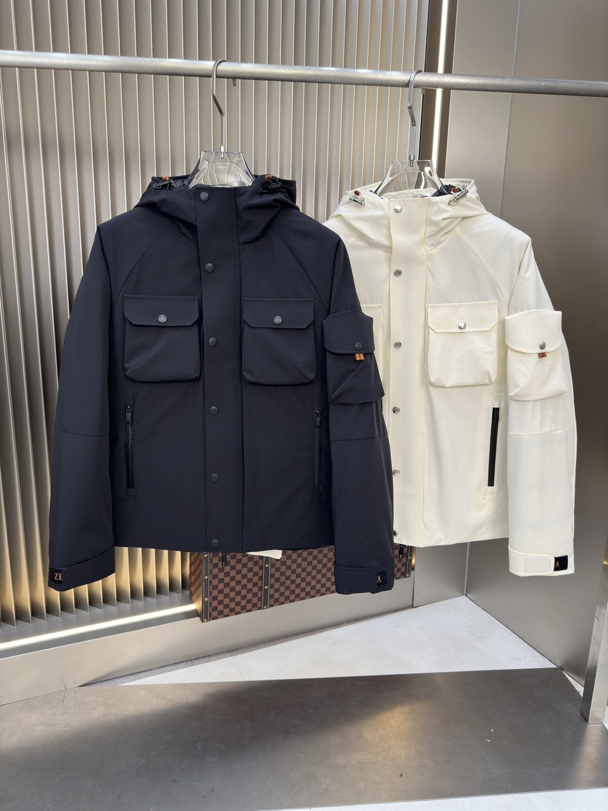 Zegna Hooded Utility Coat with Orange Trim