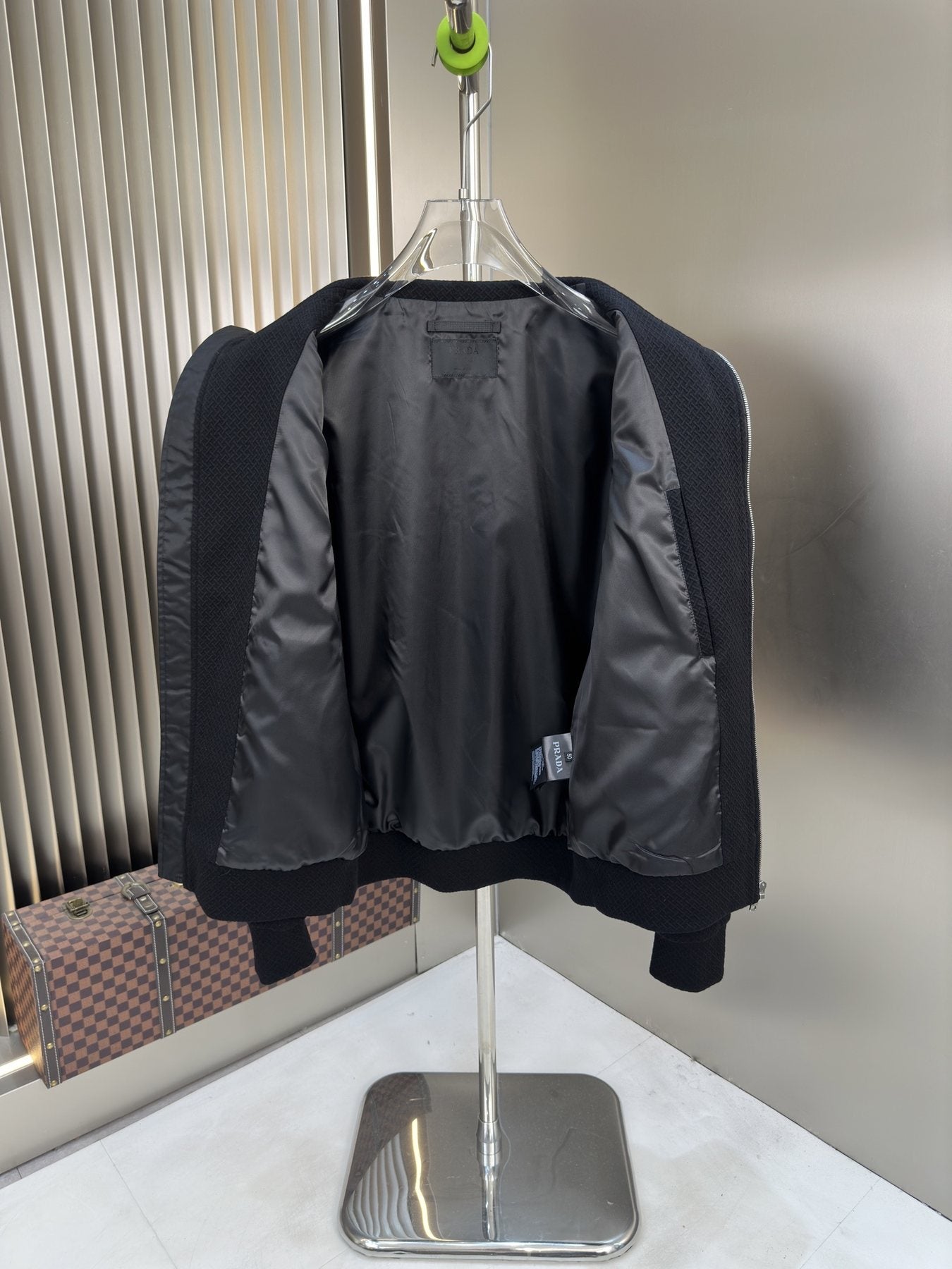 Prada Black and Gray Panel Zip-Front Jacket