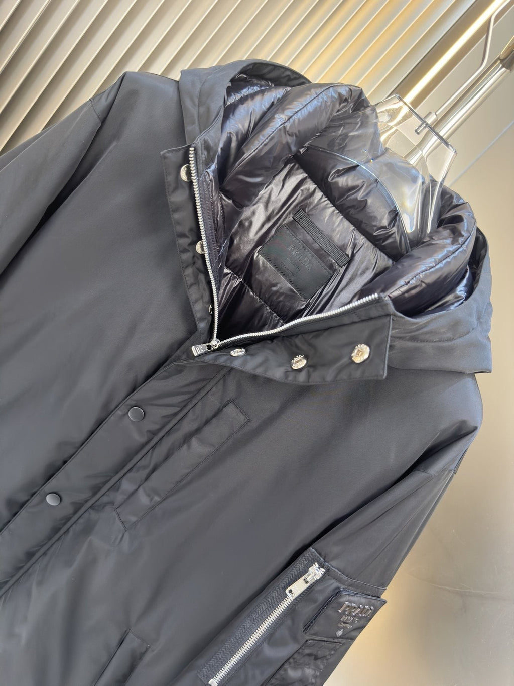 Prada Black Hooded Utility Jacket