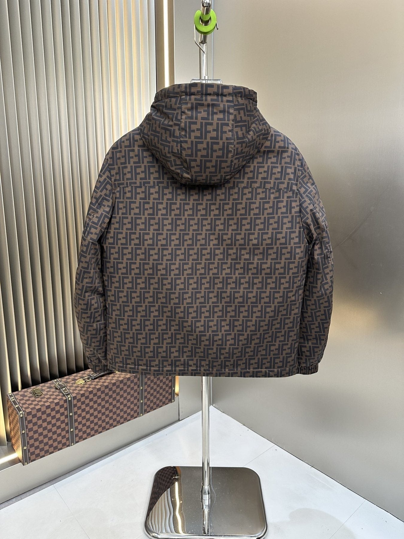 Fendi Brown Monogram Hooded Puffer Jacket