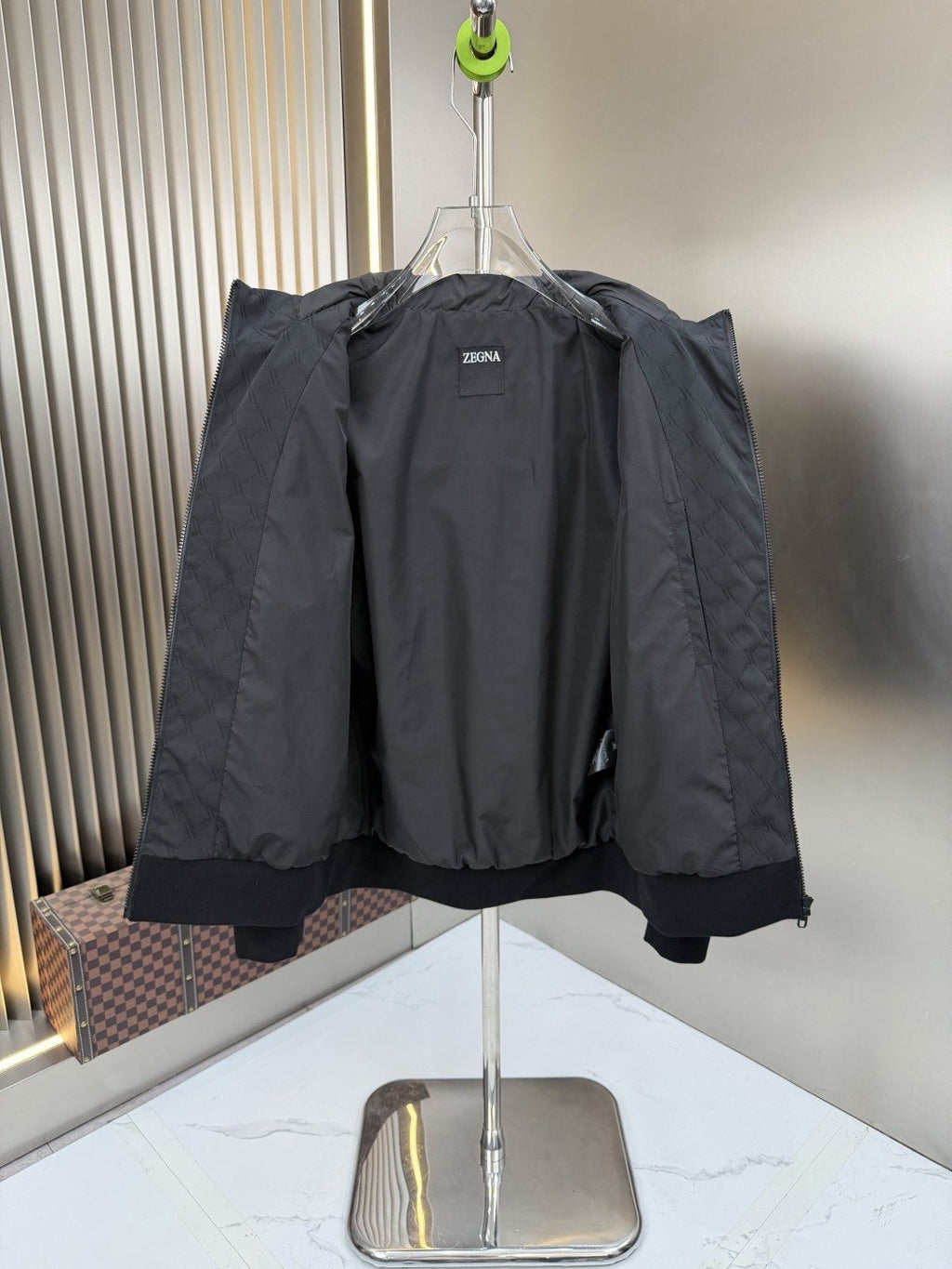 Zegna Hooded Tonal Pattern Zip Jacket