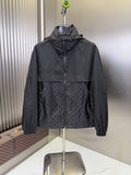 LV Hooded Monogram-Panel Zip-Front Jacket