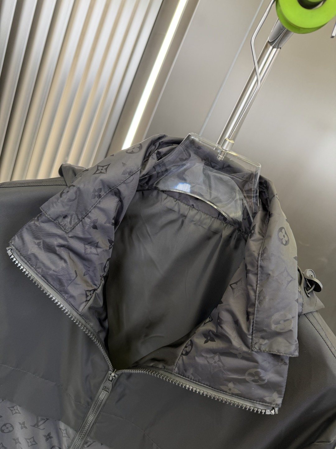LV Hooded Monogram-Panel Zip-Front Jacket