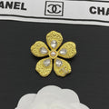 18K Chanel Pearl Gold Brooch Yellow Gold-Colour Hardware