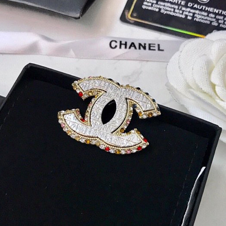 18K Chanel Diamonds Brooch White Gold-Colour Hardware
