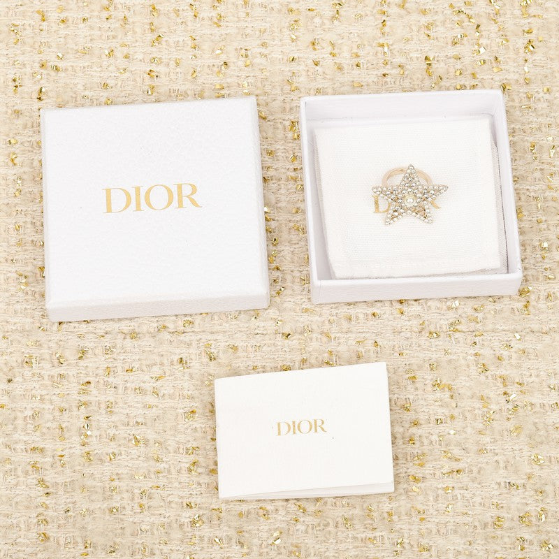 18K Dior Star Diamond Brooch Yellow Gold-Colour Hardware