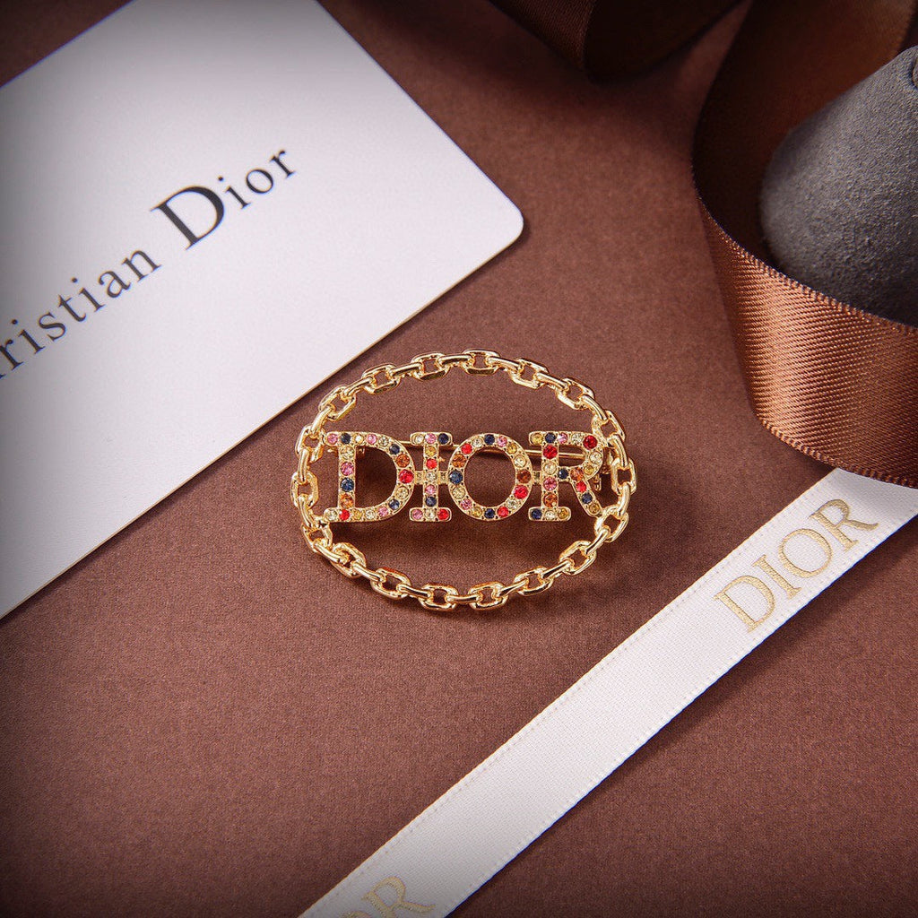 18K Dior Revolution Color Crystals Brooch Yellow Gold Hardware