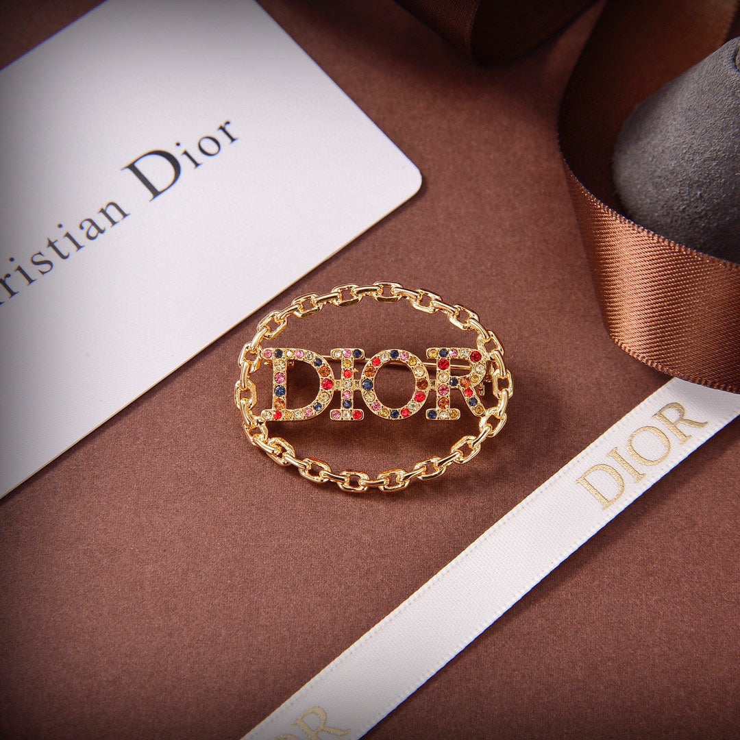 18K Dior Revolution Color Crystals Brooch Yellow Gold Hardware