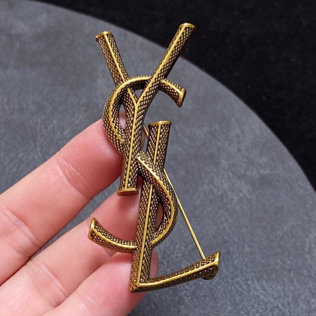 18K YSL Classic Brooch Yellow Gold-Colour Hardware