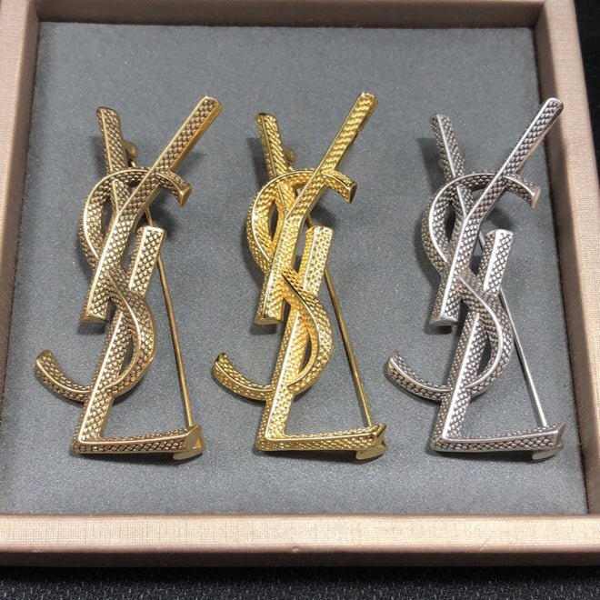 18K YSL Vintage Brooch Yellow Rose White Gold-Colour Hardware