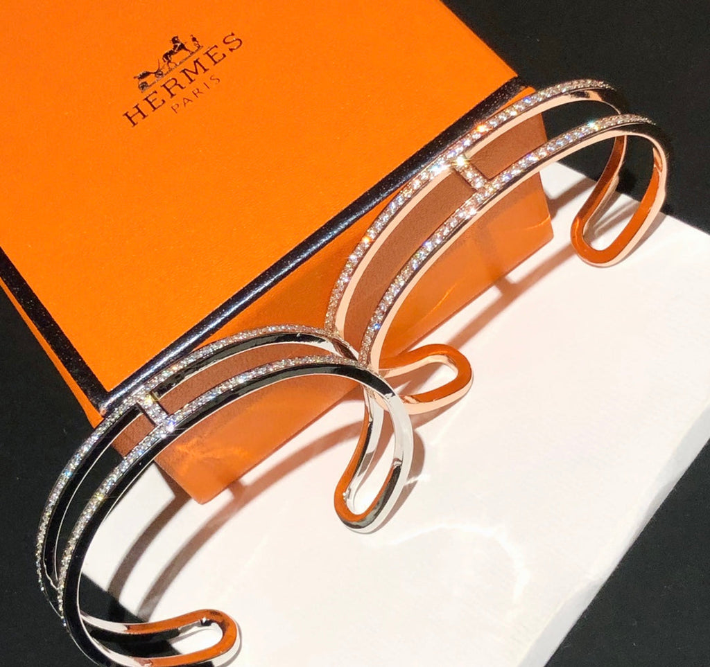 18K Ever Chain D?¡¥ancre Cuff Diamond Hermes Bracelet