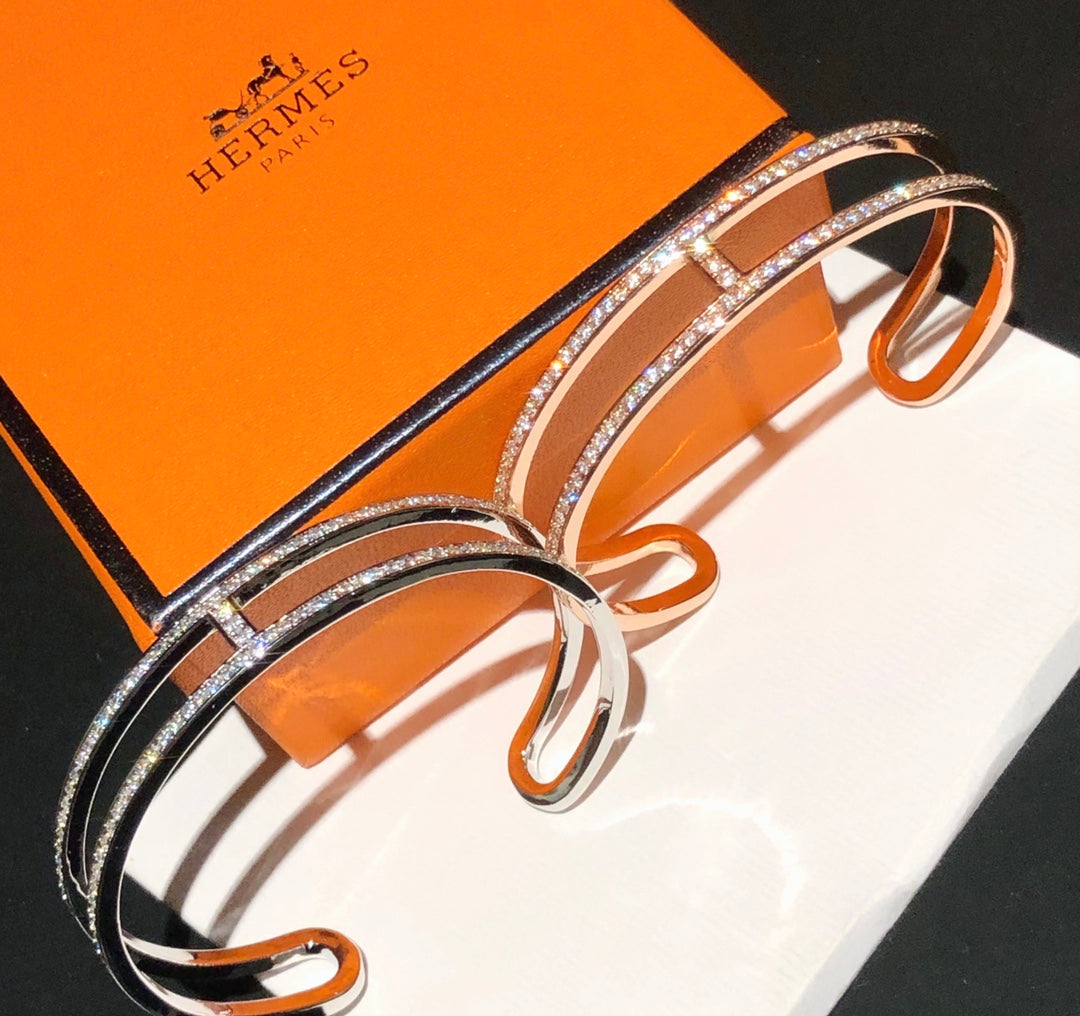 18K Ever Chain D?¡¥ancre Cuff Diamond Hermes Bracelet