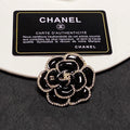 18K Chanel Black Flower Brooch Yellow Gold-Colour Hardware