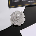 18K Chanel Camellia Diamonds Brooch White Gold-Colour Hardware