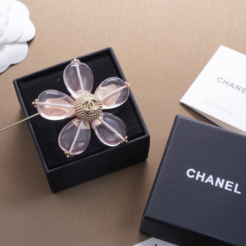 18K Chanel Pink & Purple Brooch Yellow Gold-Colour Hardware