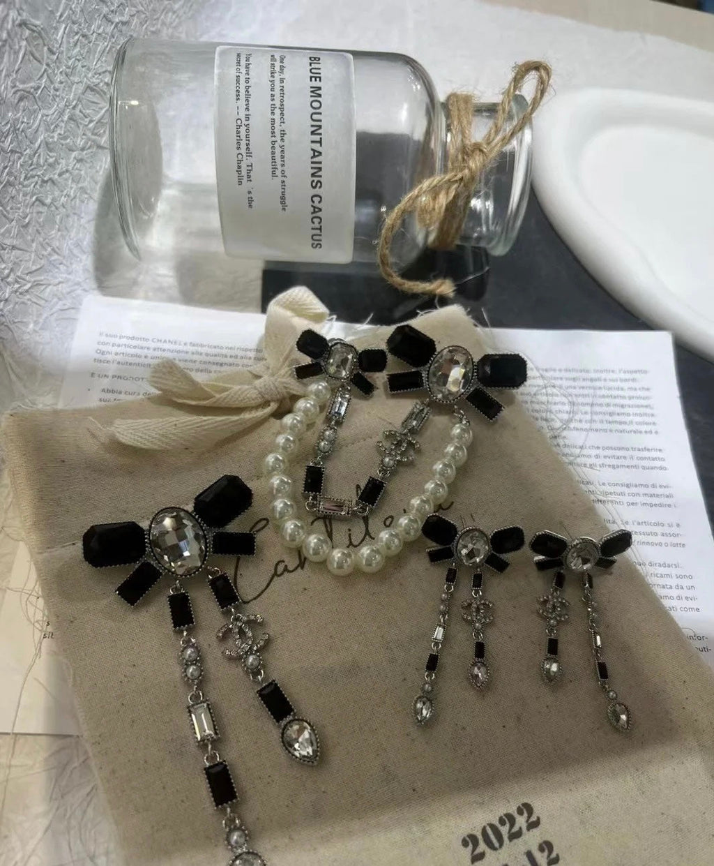 18K Chanel Bow Tie Crystals Brooch White Gold-Colour Hardware