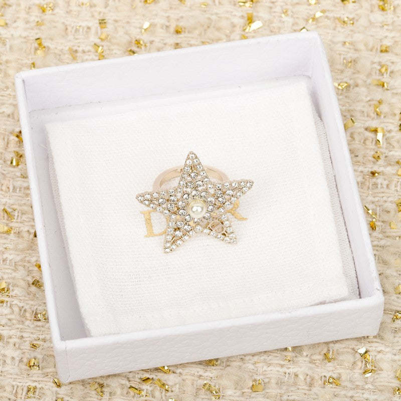 18K Dior Star Diamond Brooch Yellow Gold-Colour Hardware