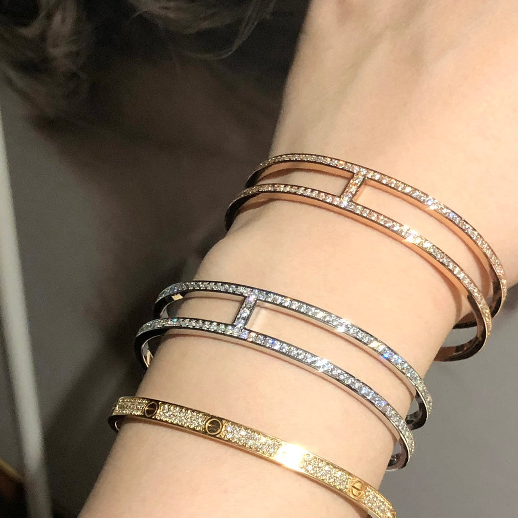 18K Ever Chain D?¡¥ancre Cuff Diamond Hermes Bracelet