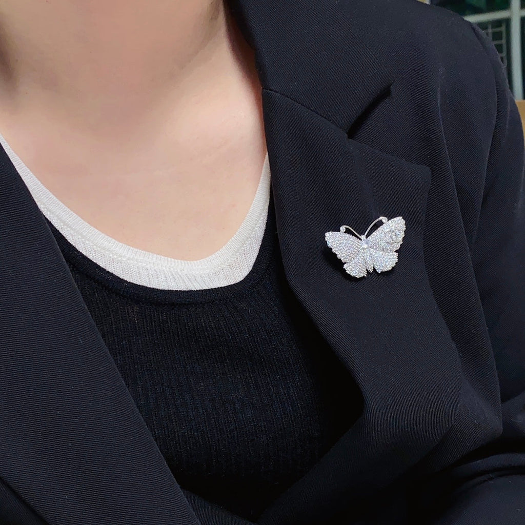 18K Chanel Butterfly Diamonds Brooch White Gold-Colour Hardware