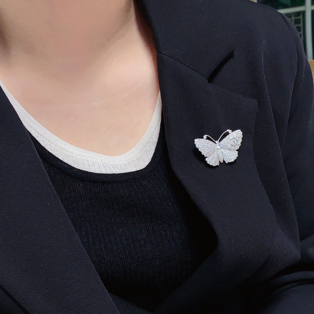 18K Chanel Butterfly Diamonds Brooch White Gold-Colour Hardware