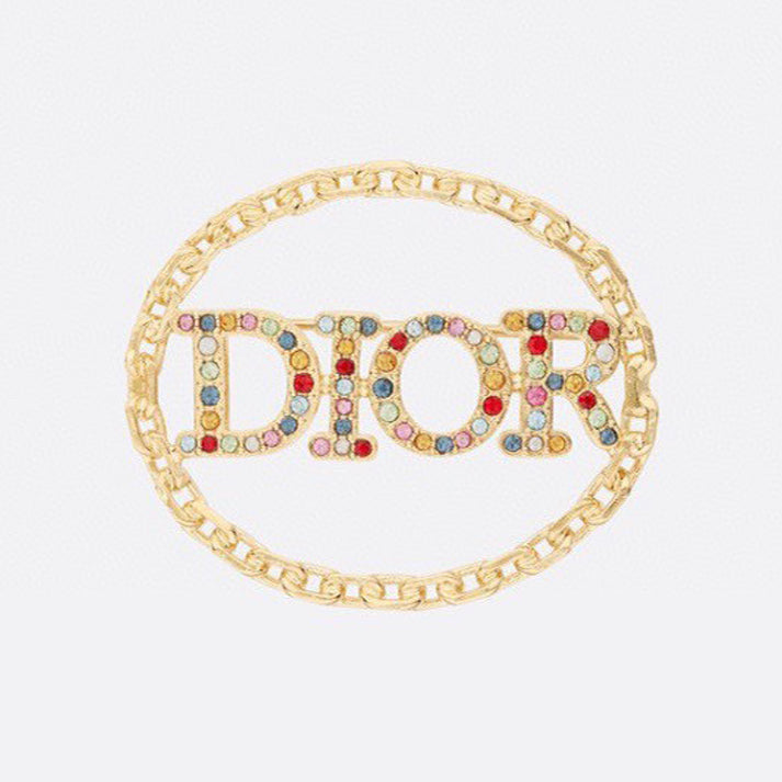 18K Dior Revolution Color Crystals Brooch Yellow Gold Hardware