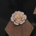 18K Chanel Camellia Pink Diamonds Brooch White Gold-Colour Hardware
