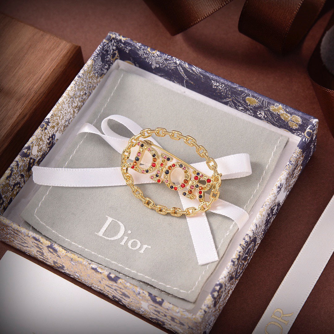 18K Dior Revolution Color Crystals Brooch Yellow Gold Hardware