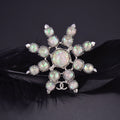 18K Chanel Flower Crystals Brooch Yellow Gold-Colour Hardware
