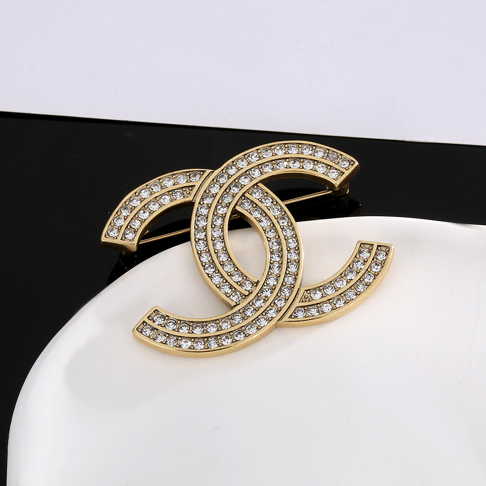 18K Chanel Diamond Brooch Yellow Gold-Colour Hardware
