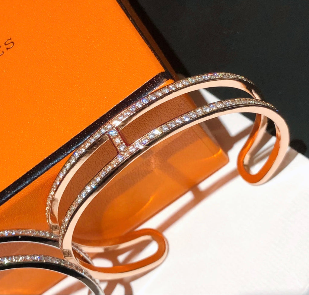 18K Ever Chain D?¡¥ancre Cuff Diamond Hermes Bracelet