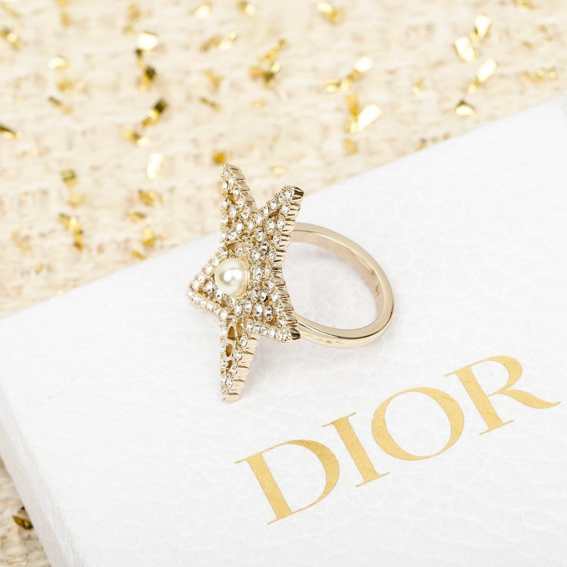18K Dior Star Diamond Brooch Yellow Gold-Colour Hardware