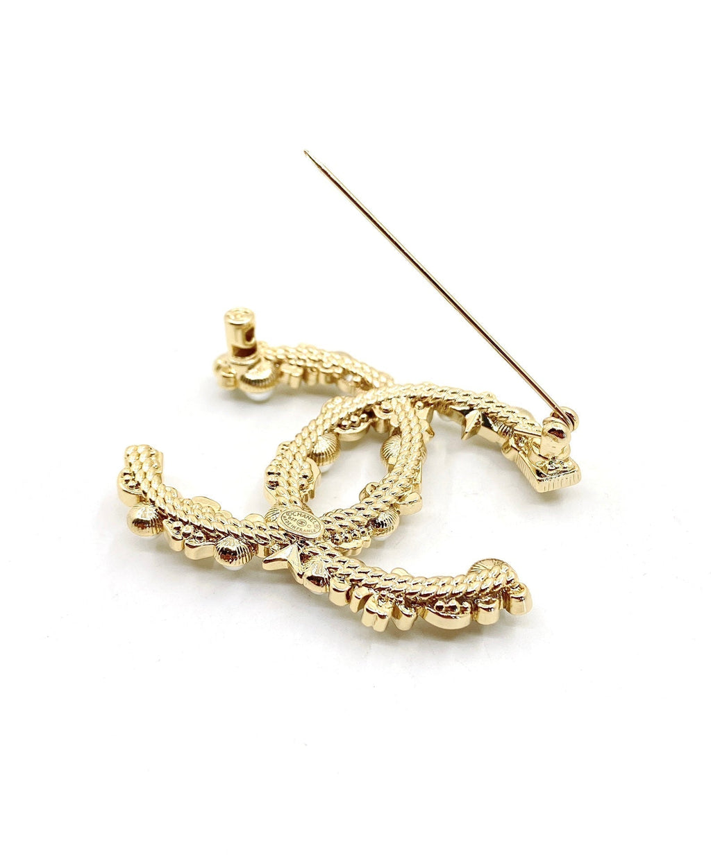 18K Chanel Pearls Brooch Yellow Gold-Colour Hardware