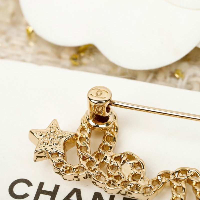 18K Chanel Leather Gold Brooch Yellow Gold-Colour Hardware 9.5 cm