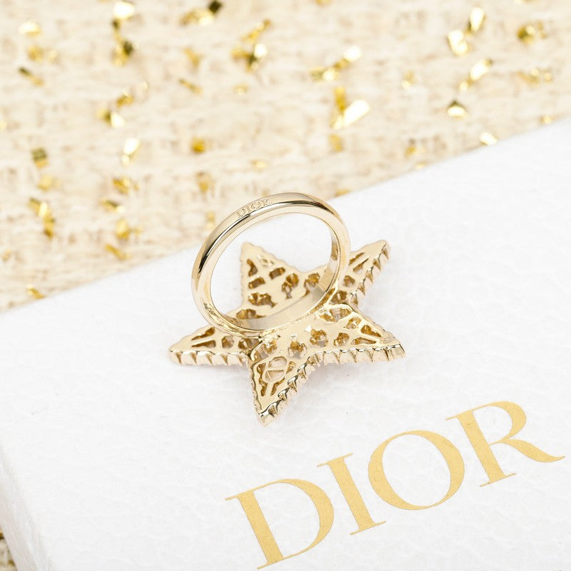 18K Dior Star Diamond Brooch Yellow Gold-Colour Hardware