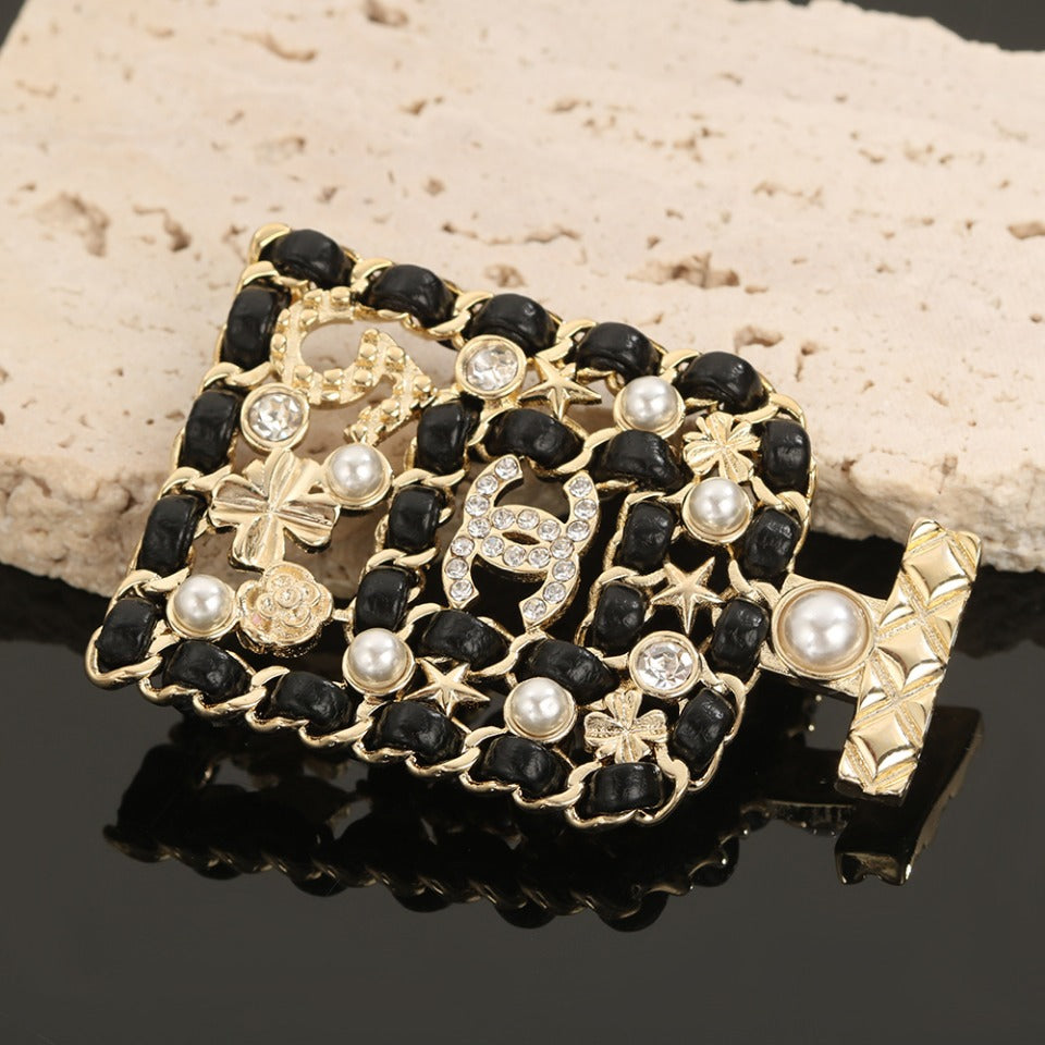 18K Chanel Bottle Strass Brooch Yellow Gold-Colour Hardware