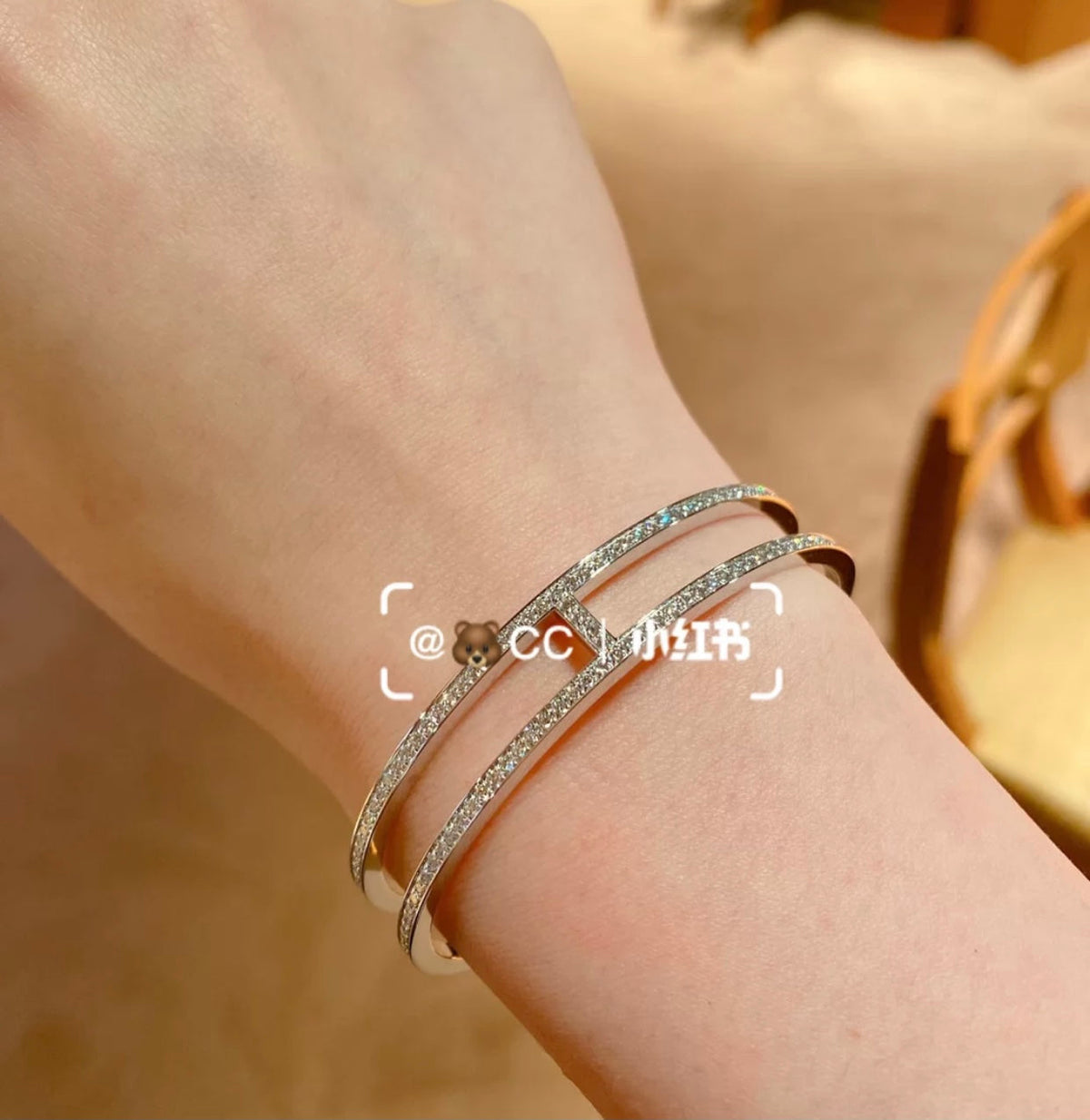 18K Ever Chain D?¡¥ancre Cuff Diamond Hermes Bracelet