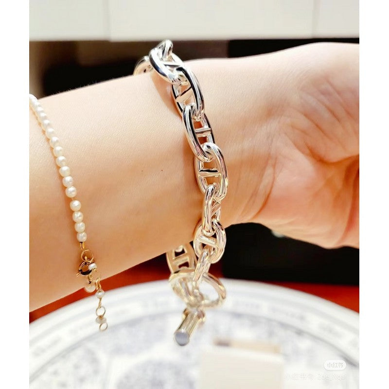 18K Hermes Cha?ne D'ancre Encha?n¡§|e Bracelet