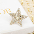 18K Dior Star Diamond Brooch Yellow Gold-Colour Hardware