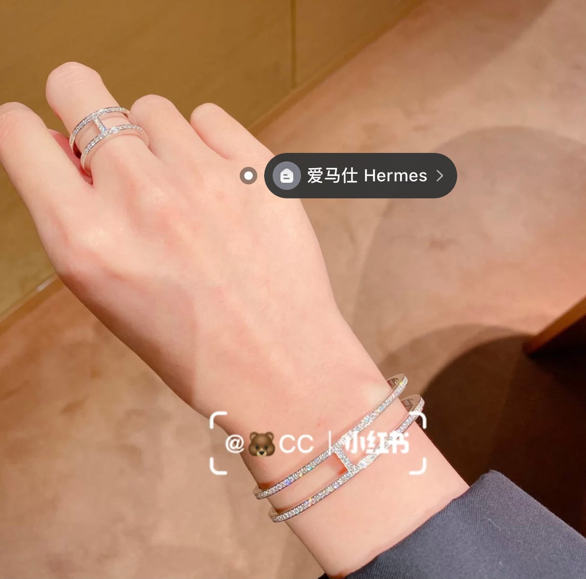 18K Ever Chain D?¡¥ancre Cuff Diamond Hermes Bracelet