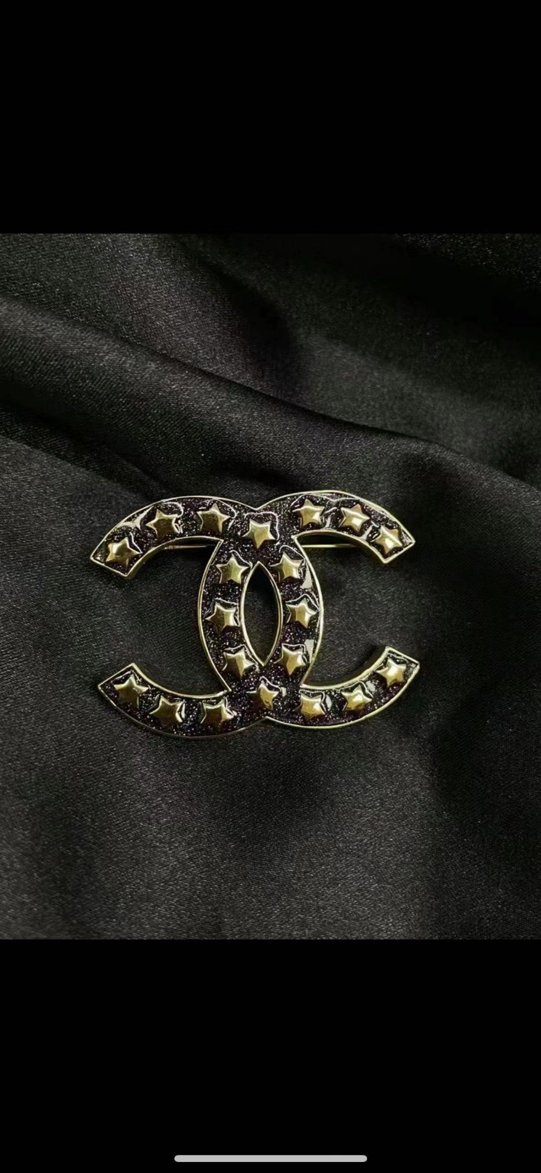 18K Chanel Black Star Brooch Yellow Gold-Colour Hardware